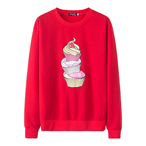 Goddesslili Womens Tops, Cute Cupcake Cartoon Print Loose Long Sleeve Sweatshirt Blouses for Girls Ladies Casual Office Wear, 2019 New Back to School Supplies, Multi Colors - Thumbnail 5