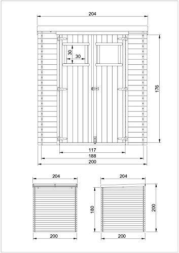 Gartenhaus Holz - Geräteschuppen Holz - Gerätehaus mit Boden Imprägnierte B204xL204xH202 cm/ 3.53 m2 - Fahrrad Schuppen - Gartenhäuser & aufbewahrung Wasserfestes Dach TIMBELA M309+M309G – Bild 6