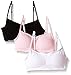 Calvin Klein Big Girls 3 Pack Removable Pad Rouched Bra, Pink/Black, X-Large