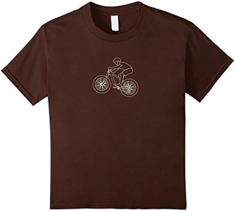 unisex-child Mountain Biking Shirt White Outline  12 Brown