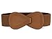 Allegra K Interlock 8-shaped Faux Leather Buckle Elastic Belt for Lady Brown Fit Waist Girth:25