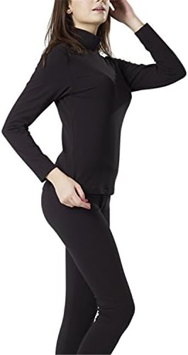 Dapengzhu Spring Autumn Winter Women's Thermal Underwear Long Set High Collar Thermo Underwears Set le Fitness Long 7248 BLACK XXL