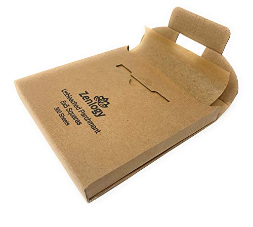Zenlogy 5x5 (300 Sheets) Unbleached Parchment Paper Squares - Perfect for Storing, Freezing, Separating, Baking, Diamond Painting - Comes in Easy Pullout Storage Box