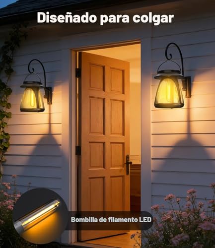 Solar Lights Outdoor Ground 2 Pieces, 2700K Warm White Tungsten Traditional Lights, IP65 Waterproof Solar Light Outdoor Garden for Patio, Driveway, Lawn, Path, Terrace