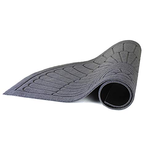 E-view Half Round Door Mat Mud Dirt Trapper Shoe Scraper Mat Entry Mat Rugs for Front Door Low Profile Indoor Outdoor Washable (Gray)