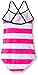 Kanu Surf Girls Beach Sport Banded 1 Piece Swimsuit, Layla Pink Stripe, 6