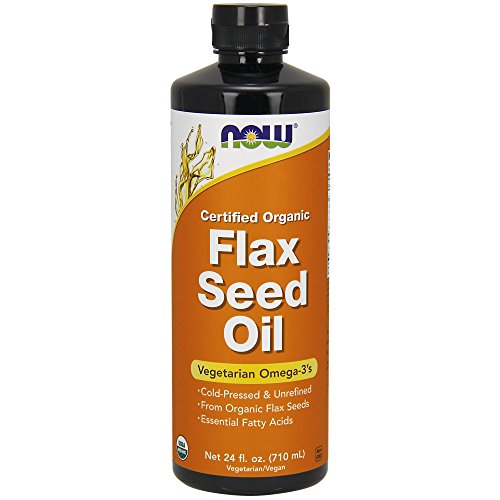 Now Supplements, Certified Organic Flax Seed Oil Liquid, Cold-Pressed and Unrefined, 24-Ounce