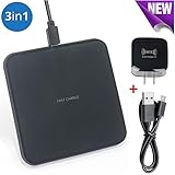 Wireless Charger, Qi Wireless Fast Charging Pad Station Mat 10W Compatible iPhone X XS XR MAX 8 8 Plus Samsung Galaxy S10 S9 S8 S7 Note 9 5 Nexus LG G6 G7 G8 V30 V35 V40 QC 3.0 AC Adapter Included Pad