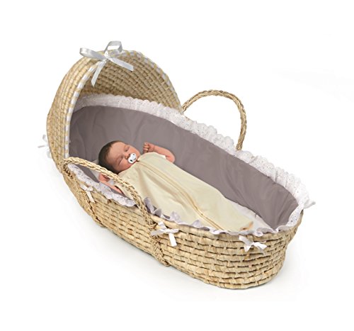 Hooded Baby Moses Basket with Liner, Sheet, and Pad