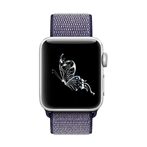 QIENGO For Apple Watch Band 38MM, Nylon Sport Loop with Hook and Loop Fastener Adjustable Closure Wrist Strap Replacment Band for iWatch Series 1/2/3, 38mm, Midnight Blue - Thumbnail 2