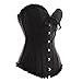 HLGO Lady's Sexy Flower Pattern Steampunk Bustier Metal Buckle Button Adjustable Back Lace Up Corset for Womens Black L Size