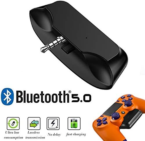 Amyove Wireless Bluetooth Adapter for PS4 Bluetooth 5.0 Auxiliary Audio Receiver with Hands Free Fast Charging Adapter for Bluetooth Headphones