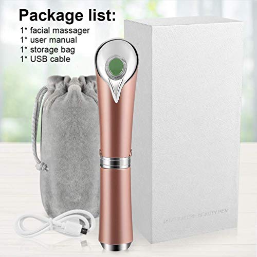 Eye Massager Wand with 42℃ Heat & Sonic Vibration for Dark Circles, Puffiness and Eye Fatigue, Anti-wrinkle, USB Rechargeable Facial Massager Skin Care Device, Rose Gold - Thumbnail 5