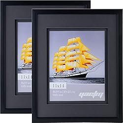 Yaetm 11x14 Double Floating Mat Picture Frame Set