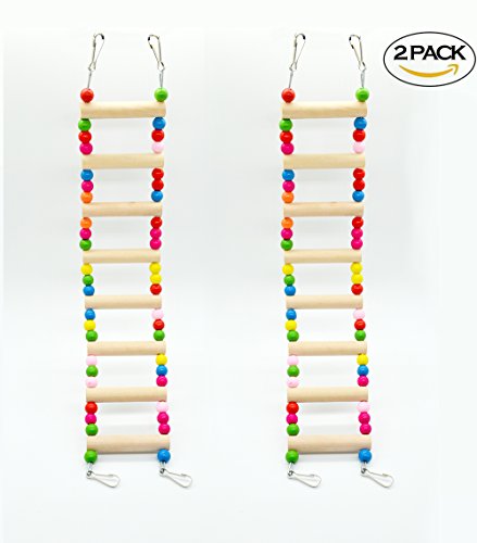 image for Hatisan Pet Bird Parrot Toy, Wooden Ladder Bridge Swings Hanging Ladde