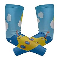 WIEDLKL Best Arm Sleeve Yellow Seabed Submarine Fish Clouds Print Ice Silk Arm Sleeve Long Upper Arm Sleeve Quick-Drying&Breathable Lower Arm Sleeve for Unisex Outdoor 2pcs