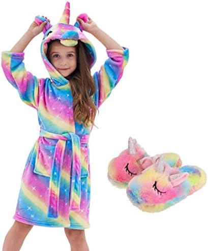 Mushy Unicorn Hooded Gown with Matching Slippers for Ladies