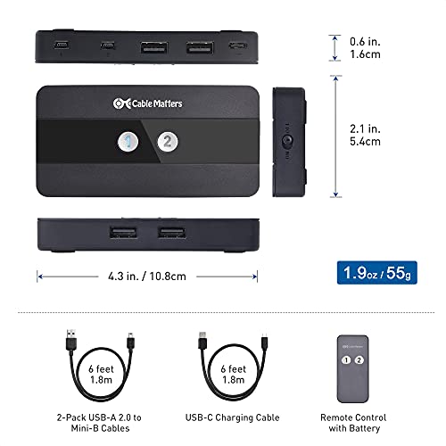 Cable Matters USB 2.0 Switch Hub USB Sharing Switch for 2 Computers and
