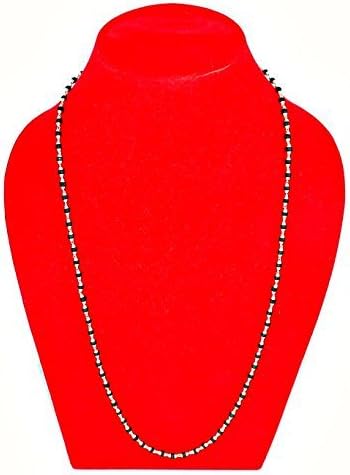 Black TuIsi Meditation Mala in Real Silver Chain &amp; Cap with Free Mala Bag