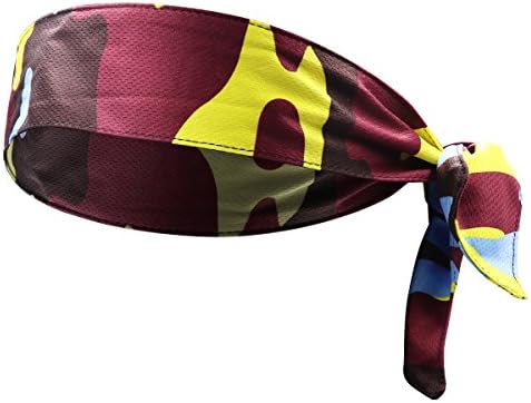 Camouflage Sports Head Tie, VIMOV Moisture Wicking Tie Headband for Tennis, Running, Workout, Fitness, Basketball and Sports Activities, Yellow Camouflage