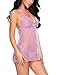 Avidlove Women Babydoll Lingerie Lace Chemise Halter Nightwear Teddy Dress (S, Purple(#5092))