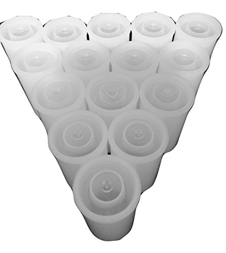 Film Canisters: 15 Pack, Empty with Caps, White. 35MM.