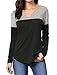 Allegra K Women's Color Block Tops Long Sleeve Casual V Neck Henley Blouse Medium Black