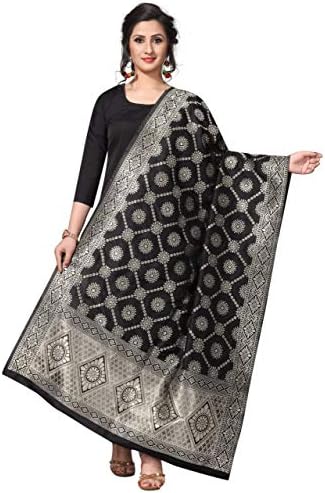 Jenny Designer Women'S Woven Banarasi Silk Solid Printed Dupatta(2.30 Meter)