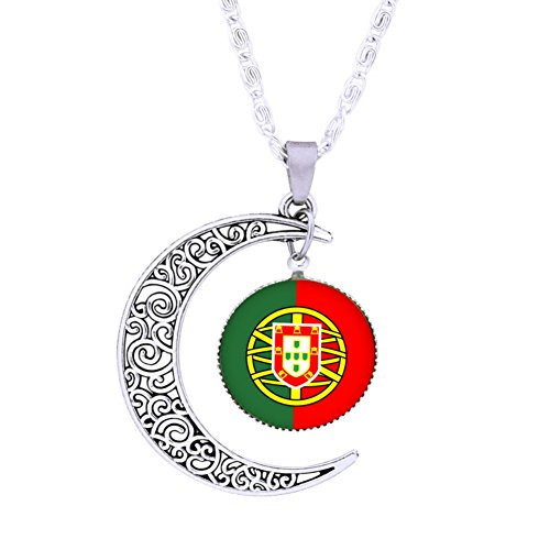 Wingbind National Flags Theme Pendant Necklace Hollow Out Moon Surrounded Matching World Cup Russia Fashion Comfortable Simple
