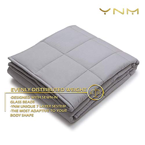 YnM Weighted Blanket (17 lbs, 60''x80'', Queen Size) | 2.0 Heavy