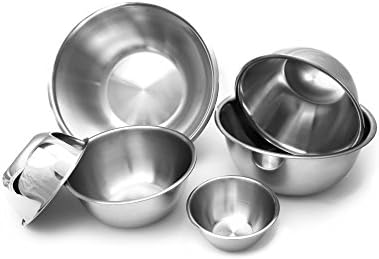 Stainless Steel Mixing Bowls by (Set of 6) Polished Mirror Finish Nesting Bowls, .5, 1.25, 2.75, 4.25, 6.25 and 10.75 Quart