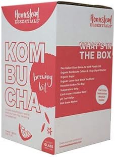 Kombucha Starter Brewing Kit with Active Scoby - Glass Jar - Sugar & Tea - Taste Tester, pH Strips, Instructions and SO MUCH MORE!