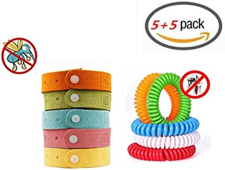 Wtong Natural Mosquito Repellent Bracelets Insect Bug Repellent Bands,Deet-Free Wristband,Non Toxic, Pest Control for Kids,Toddlers &amp; Adults(Pack of 10) (polyethylene+microfiber)