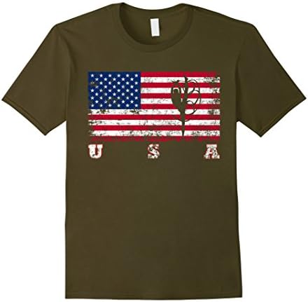 Mens American Flag Rhythmic Gymnastics Shirt Medium Olive