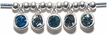 Amanda Blu Women's Antique Silver Cascade Necklace Sapphire W/ Teal Blue Cord Gold Plated 16-18" L