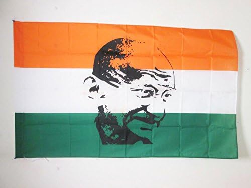 AZ FLAG, India with Ghandi Flag, 3x5 Ft, Indian Banner with Sleeve, 100% Polyester, Fade Resistant, Vivid Colors