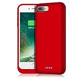 Trswyop Battery Case for iPhone 8 plus/7 plus,7000mAh Protective Rechargeable Charger Case External Battery Pack for iPhone 7plus/8plus Portable Charging Case Battery Power Bank (5.5 inch) (Red)