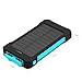 Foreverrise 10000mAh Solar Charger Dual USB Battery Pack Portable Phone Solar Power Bank Waterproof Battery Charger with LED Light and Carabiner with Compass Pack for Most USB Devices(Blue)