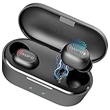 Wireless Earbuds Bluetooth Headphones, Bluetooth 5.0 Headphones IPX7 Waterproof Auto Pairing Noise Cancelling 6D Stereo Sound Wireless Sport Earbuds with Portable Charging Case (Black)