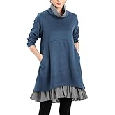 Minibee Women's Oversized Sweatshirt Dress Turtleneck Long Sleeve Tunic Tops Swing Dresses with Pockets