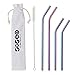 Metal Straws, Reusable Drinking Straws, 5 Pcs SXSECO Full Variety Stainless Steel Straws with Wide Smoothie Straw for 20oz 30oz 40oz Yeti (Rainbow: 4 set)