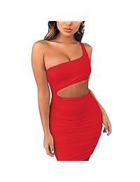 Lunaya vestido corto sexy de club, con cintura hueca y hombros descubiertos, para mujer