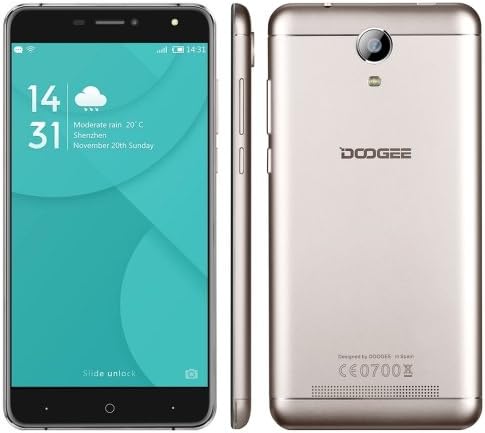 DOOGEE X7 Pro 6.0 inch 2.5D Android 6.0 MTK6737 64-Bit Quad Core, 2GB RAM + 16GB ROM, Dual SIM, with VR Box &amp; Leather Case &amp; Protector (Gold)