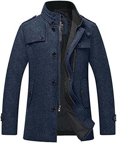 wantdo Men's Wool Melton Walking Coat Windproof Jacket Overcoat