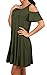 Women's Casual Loose Plain Tunic T-Shirt Dress With Pockets Army Green XL