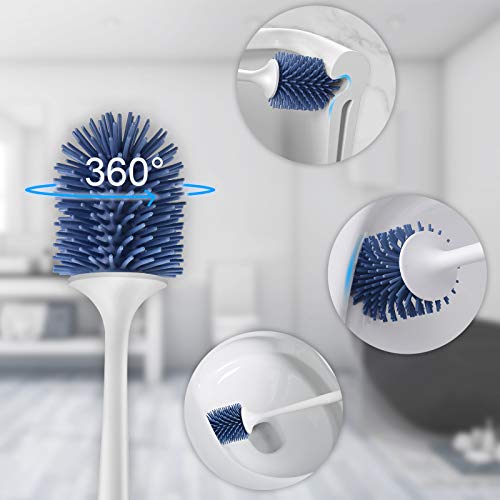 aifulo Toilettenbürste,WC-Bürsteund Behälter,Handgriff ist abnehmbar und schnell trocknendem Haltersatz,Wandmontage & Stehen für Badezimmer Toilette und Gäste-WC (Blau)