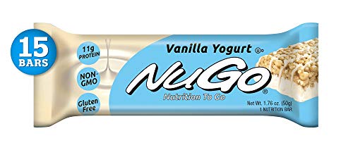 NuGo Protein Bar, Vanilla Yogurt, 11g Protein, 170 Calories, Gluten Free, 1.76 Ounce (Pack of 15)