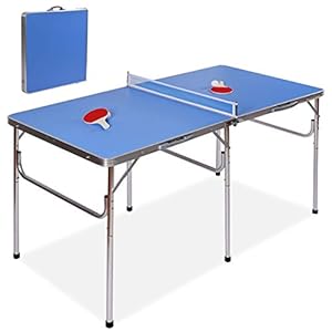 Goplus Portable Ping Pong Table, 100% Preassembled, Folding Table Tennis Table Game Set with Net, 2 Table Tennis Paddles…