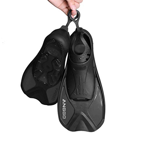 ANGGO Short Dive Fins for Swimming and Snorkeling (Black, Small) - Thumbnail 3