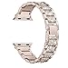 Secbolt Bling Bands Compatible with Apple Watch Band 42mm 44mm 45mm 46mm 49mm Women iWatch Series 10/9/Ultra/SE/8/7/6/5/4/3/2/1, Dressy Jewelry Metal Bracelet with Rhinestones, Champagne Gold